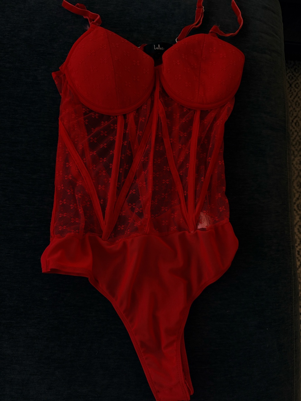 Lulu's Red Lace Bodysuit Chemise